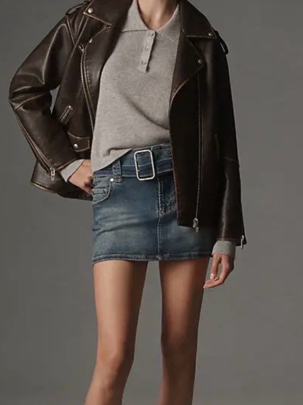 Anthropologie Pilcro belted denim mini skirt